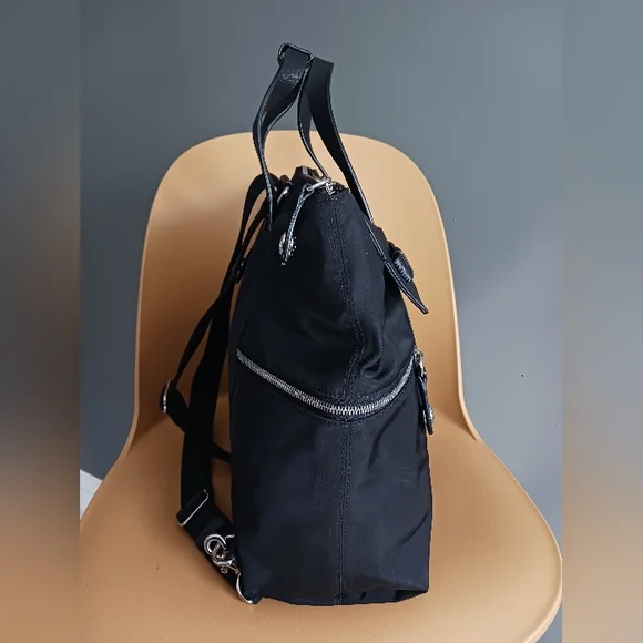 Henri Bendel Jetsetter Black Nylon/ Leather Backpack - Picture 7 of 11